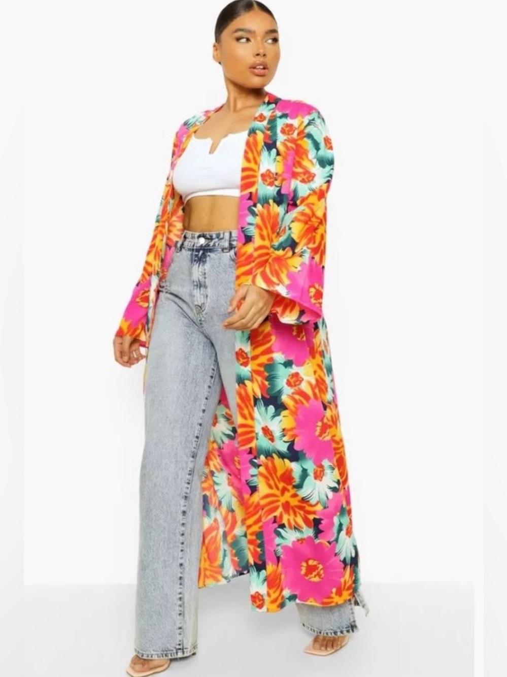 Boohoo Floral Maxi Kimono NWT Size 14